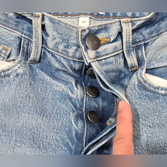 FRAME Le Original High Waisted Straight Leg Ripped Jeans Size 27 - Picture 7 of 9